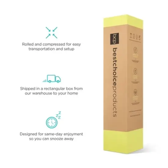 Best Choice Products 12in 3-Layer Medium-Plush Bamboo Charcoal Gel & Green Tea Infused Memory Foam Mattress image {5}