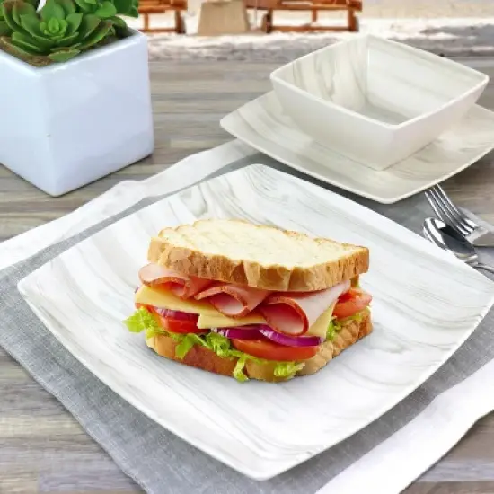 Gibson Home Woodgrain 12 Piece Melamine Dinnerware Set image {1}