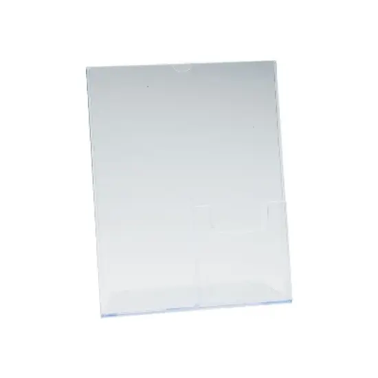 MyOfficeInnovations Slanted Sign Holder with Literature Pocket Clear 11H x 8 1/2W  image {1}