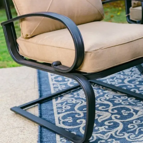 Captiva Designs 7pc Outdoor Dining Set with C-Spring Motion Chairs & Metal Table with Umbrella Hole image {8}