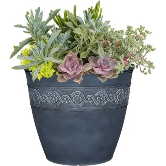 Classic Home and Garden Indoor/Outdoor Round Corinthian Resin Flower Pot Planter image {2}