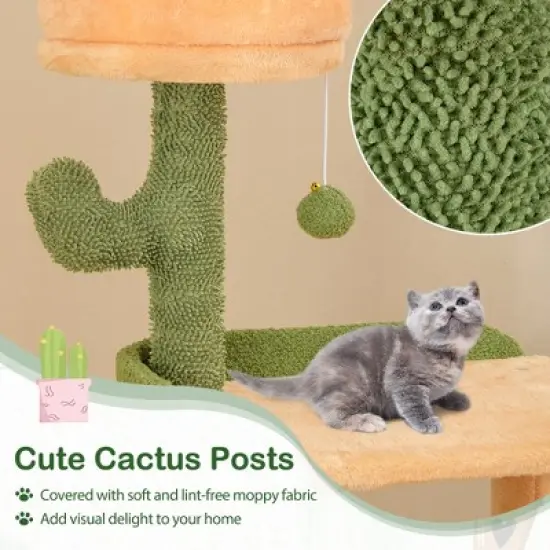 Tangkula 63" Cactus Cat Tree for Indoor Cats w/ Sisal Scratching Posts & Board Condo image {4}