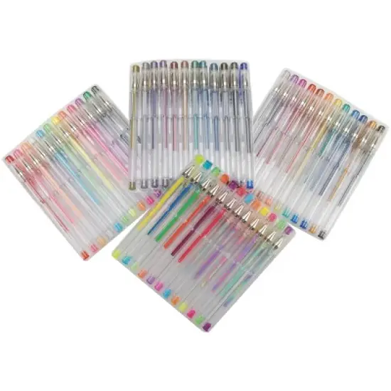 Gel Pens Medium Point .8mm 48/Pkg-12 Each Glitter, Neon, Metallic & Swirl image {1}