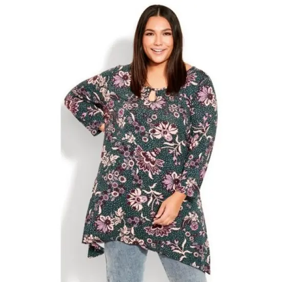 Women's Plus Size Keyhole Swing Tunic - teal | EVANS image {6}