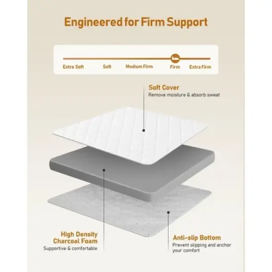 Dyonery 3 Inch Memory Foam - High Density Mattress Pad for Back Pain Relief - Breathable Washable Cover with Anti-Slip Straps image {1}