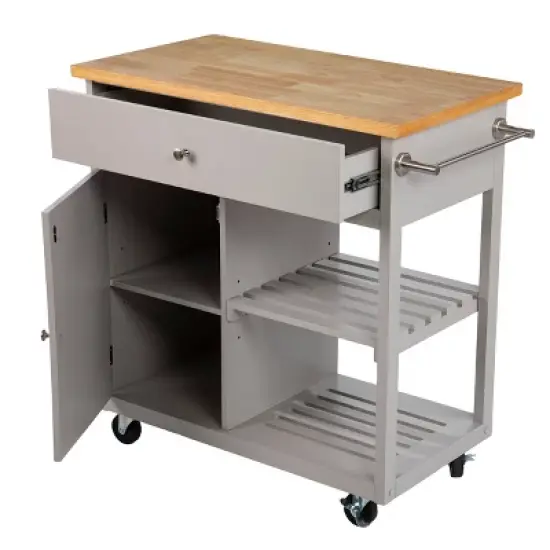 Lostry Kitchen Island with Storage Gray/Natural - Aiden Lane image {9}