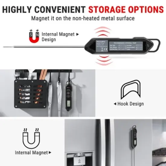 ThermoPro TP15HW Waterproof Digital Instant Read Meat Thermometer Food Turkey Cooking Kitchen Thermometer with Magnet and Backlight image {2}