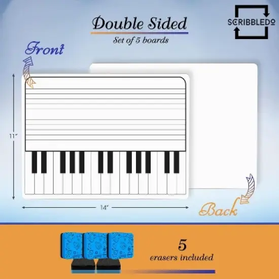 SCRIBBLEDO Piano Practice 11&rdquo;x14&rdquo; Dry Erase Boards 5-Pack image {6}