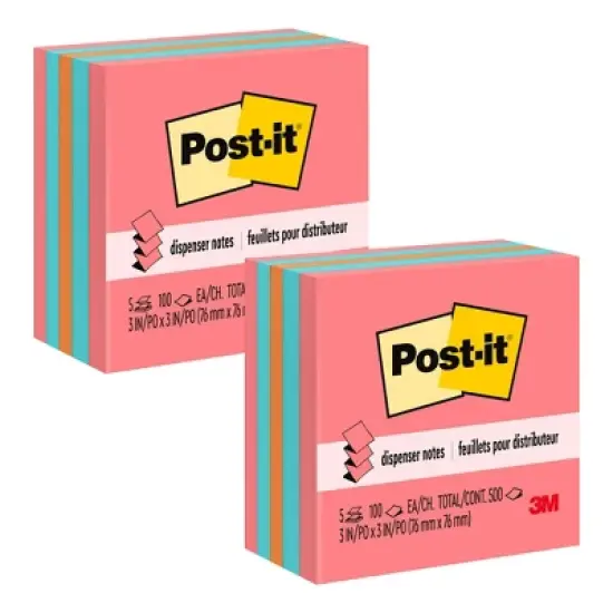 Post-it Pop-up Notes, 3" x 3", Neon, 100 Sheets/Pad, 5 Pads/Pack, 2 Packs image {4}