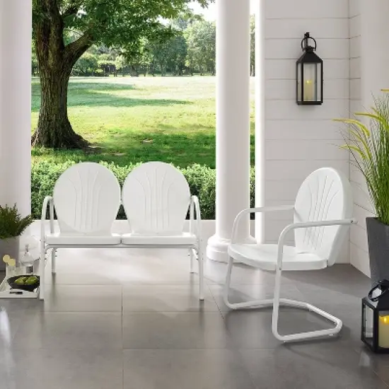 Griffith 2pc Outdoor Seating Set - White - Crosley image {2}