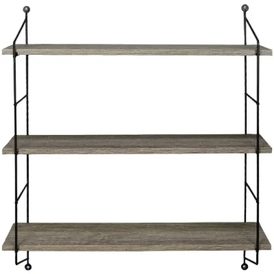 Sorbus Wall Mounted Rustic Wood Shelf with Metal Brackets (Gray) image {4}