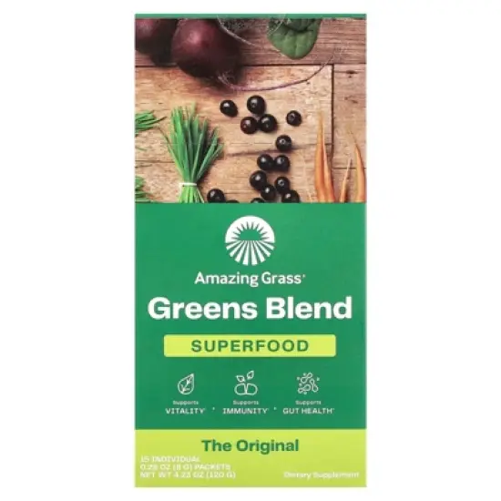 Amazing Grass Greens Blend Superfood, 15 Individual Packets, 0.28 oz (8 g) Each image {5}