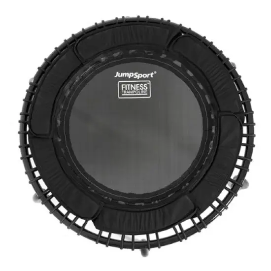 JumpSport 250 Indoor Mini Cushioned Rebounder Trampoline for Home Cardio and Fitmess with Premium Bungees and Workout DVD - Black image {1}