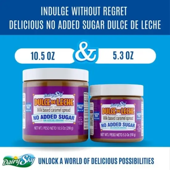 DairySky Dulce de Leche - No Added Sugar | Milk-Based Caramel Spread | 5.3 oz (150g) | 12 Pack image {5}