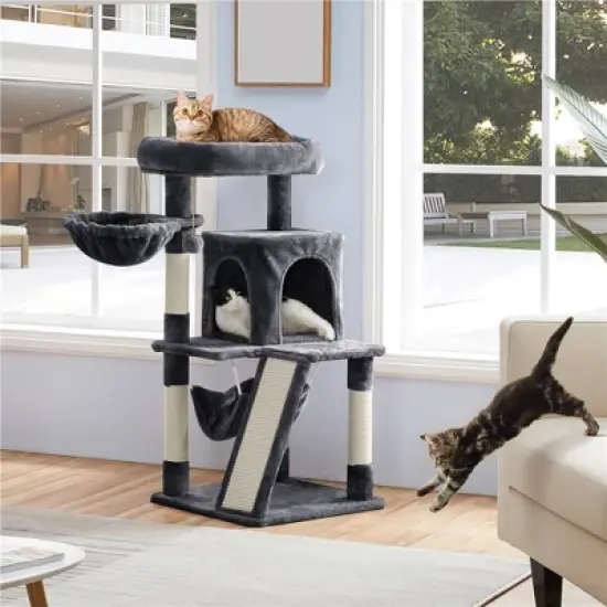 Yaheetech 40" Medium Plush Cat Tower with Condo image {1}