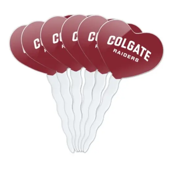 Colgate University Raiders Logo Heart Love Cupcake Picks Toppers Decoration Set of 6 image {7}