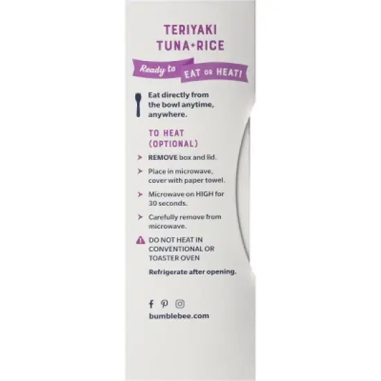 Bumble Bee Quick Catch Teriyaki Rice Tuna Bowl - 6oz image {4}