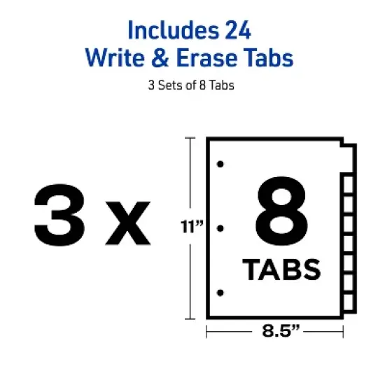 Big Tab Write & Erase Dividers, 8 Multicolor Tabs, 3 Sets of 23079 image {5}