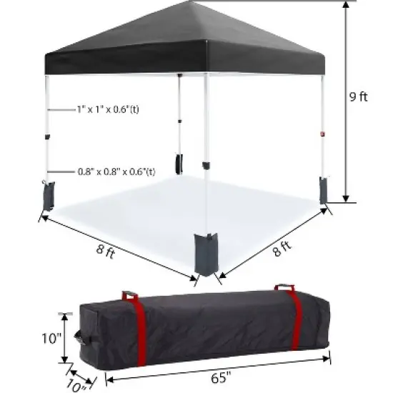 GustoWave Portable Outdoor Pop Up Canopy Tent, Waterproof and UV Protection, Black image {3}