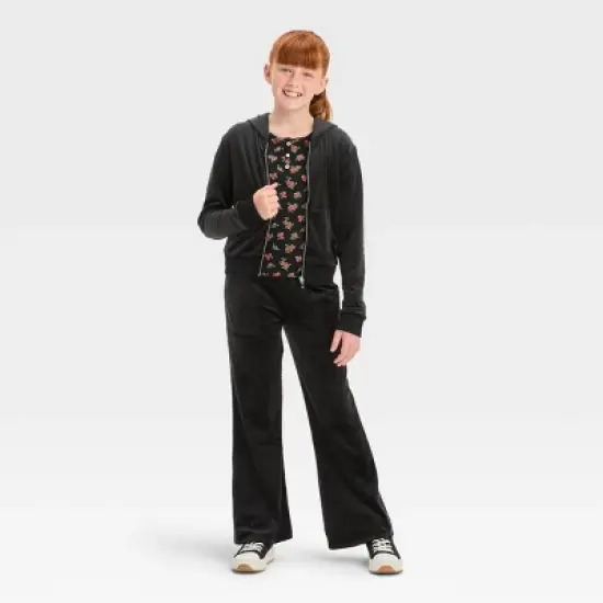 Girls' Velour Cropped Zip-Up Sweatshirt - art class&trade; image {2}