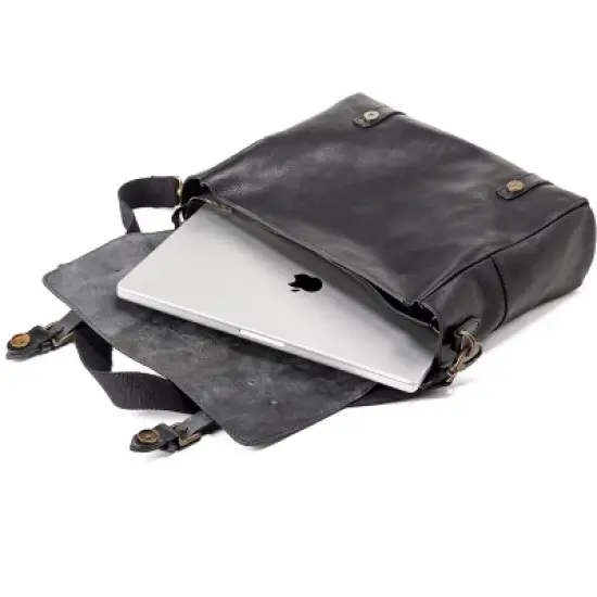 THE DUST COMPANY Leather Messenger Black image {12}