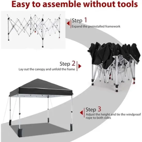 Outdoor Tent, Portable Coating Tent 8 x 8 ft, Picnic Tent, Folding Canopy Tent with Hand Bag, Waterproof Windproof UV Protection Tent, Black image {4}