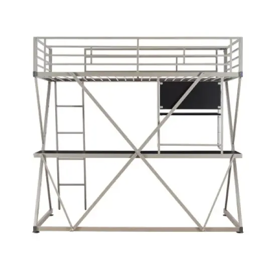 Zachary Loft Bed Pewter - Powell image {5}