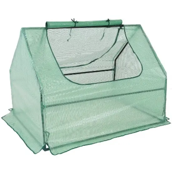 Sunnydaze Mini Greenhouse with 2 Zippered Side Doors - Green image {9}