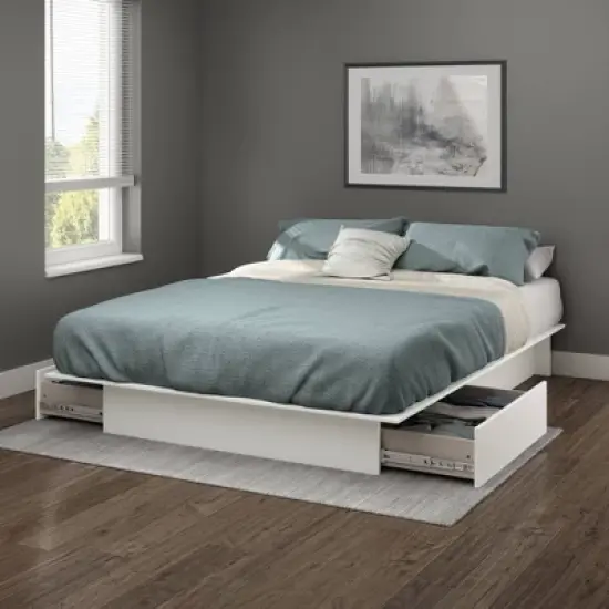 Queen Step One Platform Bed with Drawers - South Shore image {3}