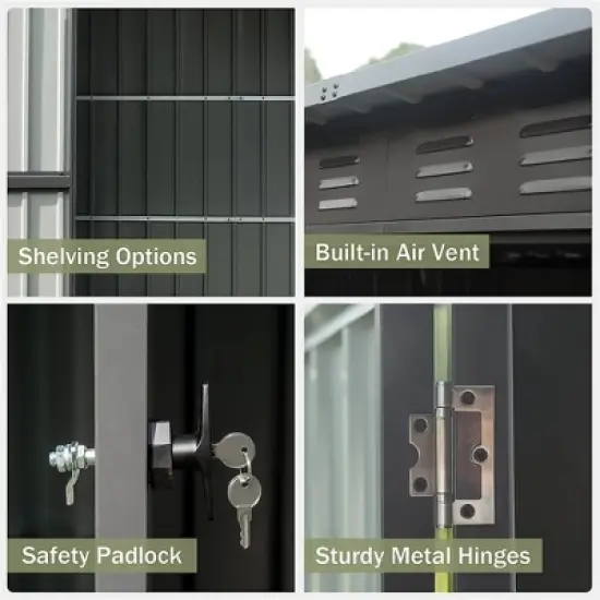 CLIHOME 5x3Ft Outdoor Storage Shed,with Sloping Roof Galvanized Steel Frame Backyard Tool Storage Room image {2}