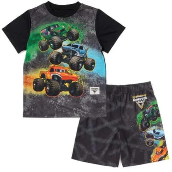 Monster Jam Megalodon El Toro Loco Grave Digger Pullover Pajama Shirt and Shorts Sleep Set Toddler image {9}