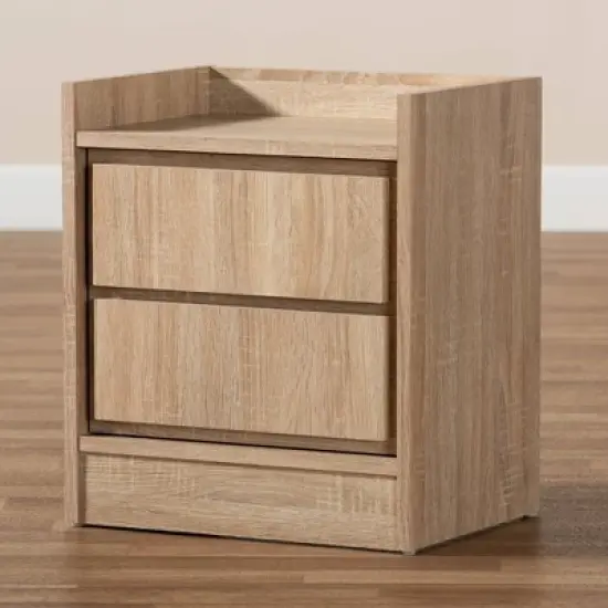 2 Drawers Hale Wood Nightstand - Baxton Studio image {6}