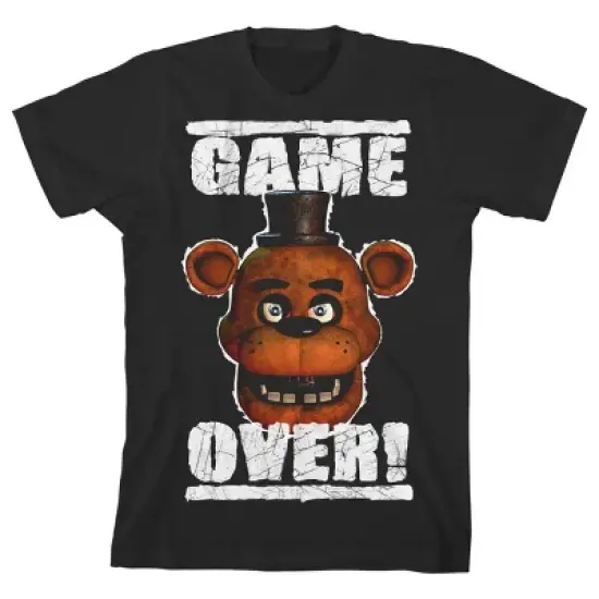 Five Nights at Freddy's Game Over Freddy Face Boy's Black T-shirt image {5}