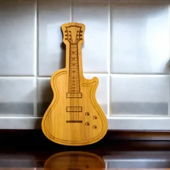 Slickblue Electric Guitar Shaped Wood Cutting Board, 17"x9" &ndash; Functional & Artistic Kitchen Essential image {3}