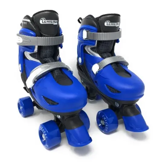 Chicago Skates Deluxe Kids' Quad Roller Skate Combo Set - Black/Blue image {6}