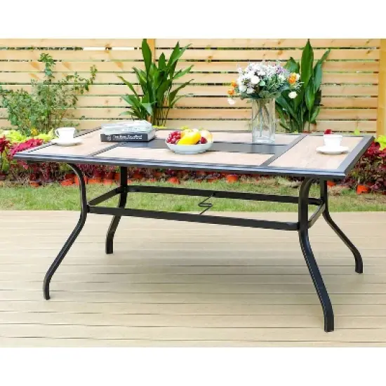 Patio Set with Steel Table with 1.57" Umbrella Hole & Padded Sling Arm Chairs - Captiva Designs image {1}