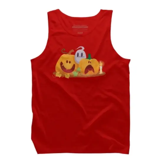 Men's Design By Humans Halloween Cartoon Pumpkins And Ghost By VectorVillain Tank Top image {5}