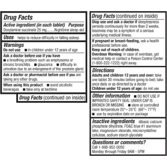 HealthA2Z &ndash; Sleep Aid Doxylamine Succinate 25 mg &ndash; 200 Tablets image {1}