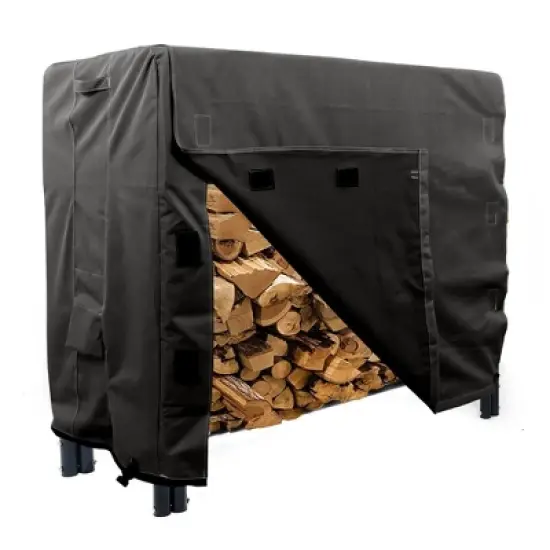 KHOMO GEAR Log Rack Cover &ndash; Heavy-Duty Waterproof Firewood Cover for Outdoor Log Storage &ndash; Durable, Weatherproof Firewood Rack Protector &ndash; Black image {1}