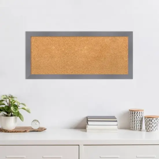 32"x14" Edwin Wood Frame Natural Cork Board Gray - Amanti Art image {6}