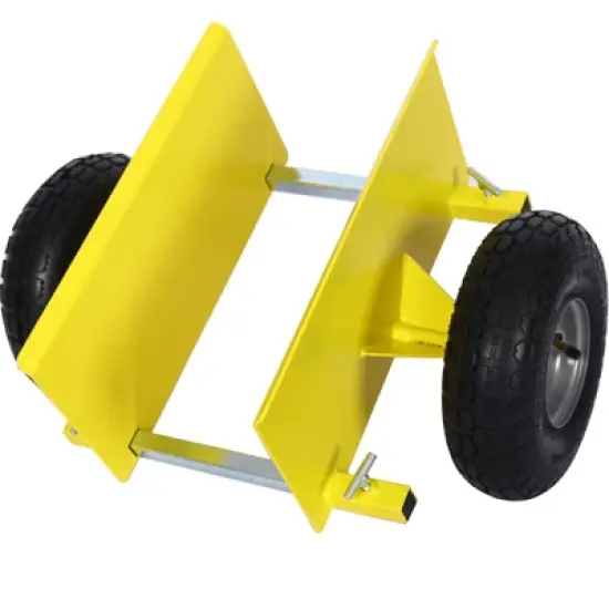 Flat trolley,metal flat trolley with pneumatic wheels,600lb capacity,yellow,for heavy equipment and material handling of drywall panels image {5}