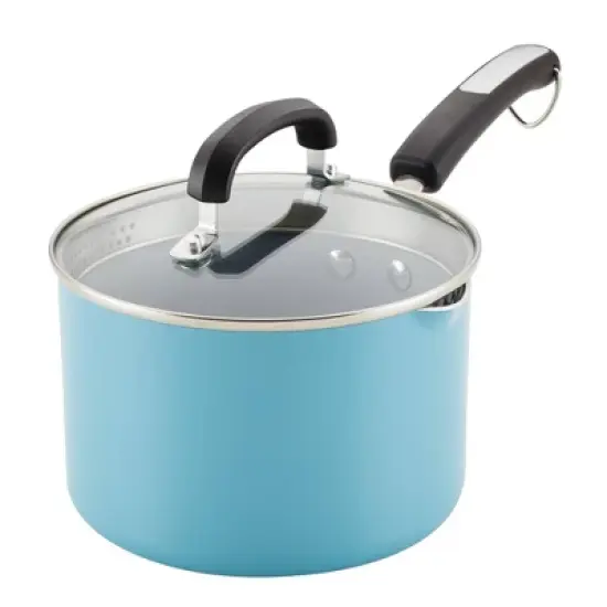 Farberware Eco Advantage 3qt Ceramic Nonstick Straining Saucepan with Lid Aqua: Dishwasher-Safe Sauce Pot, Gas & Electric Compatible image {10}