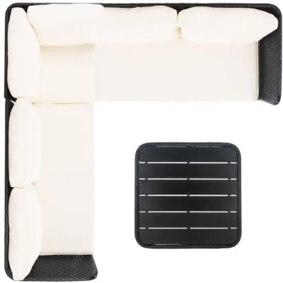 Serson 4 Pc Sofa Set - Indoor/Outdoor - PAT9025 - Black/Beige - Safavieh image {3}