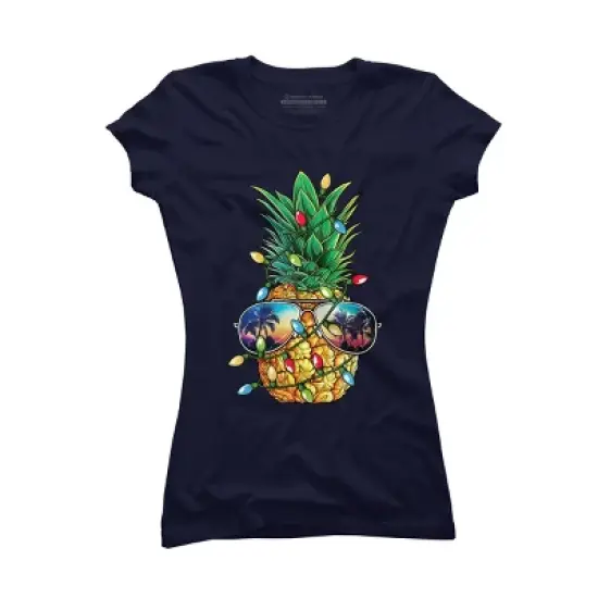 Junior's Design By Humans Pineapple Christmas Tree Lights Xmas Men Gifts Sunglasses T-Shir By NekoShop T-Shirt image {5}