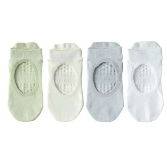 Anna-Kaci 4 Pairs Women's Non-Slip Yoga Socks Soft Cotton Grip Sole Low-Cut Design with Arch Ventilation for Pilates Barre image {10}