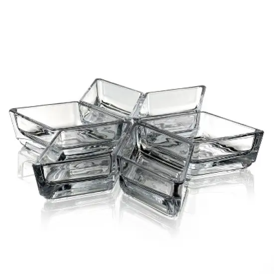 Slickblue Cristalline Interlocking Mini Glass Dish Set of 6 &ndash; Tapas & Appetizer Serving Dishes, Triangle/Diamond Design image {5}