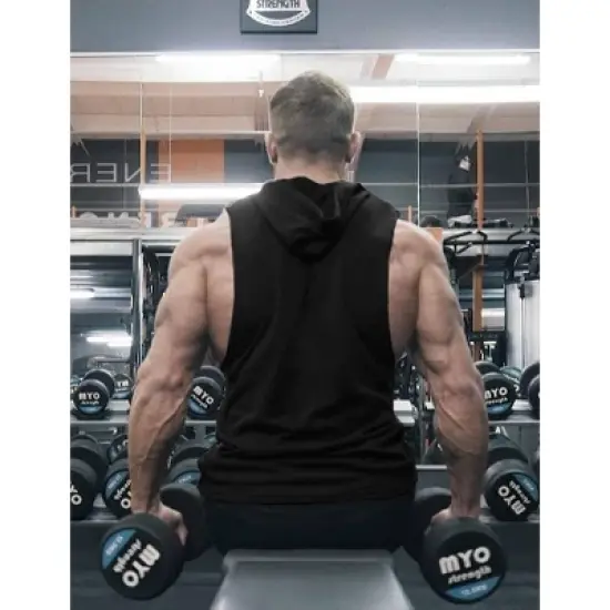 COOFANDY Men's Workout Hooded Tank Tops Bodybuilding Muscle Cut Off T Shirt Sleeveless Gym Hoodies M-L image {4}