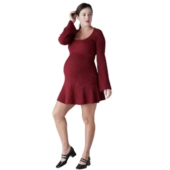 Ingrid & Isabel Maternity Ribbed Flare Sweater Mini Dress image {2}