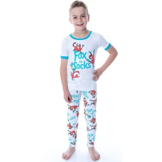 Dr. Seuss Unisex Kids Fox In Socks Shirt Shorts and Pants 3 Piece Pajama Set image {1}