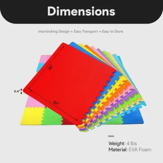 BalanceFrom 0.4 Inch Thick Large Non Slip Interlocking EVA Foam Puzzle Home Floor Play Mat Set w/ Edges & in 9 Colors, Covers 36 Square Feet (2 Pack) image {3}